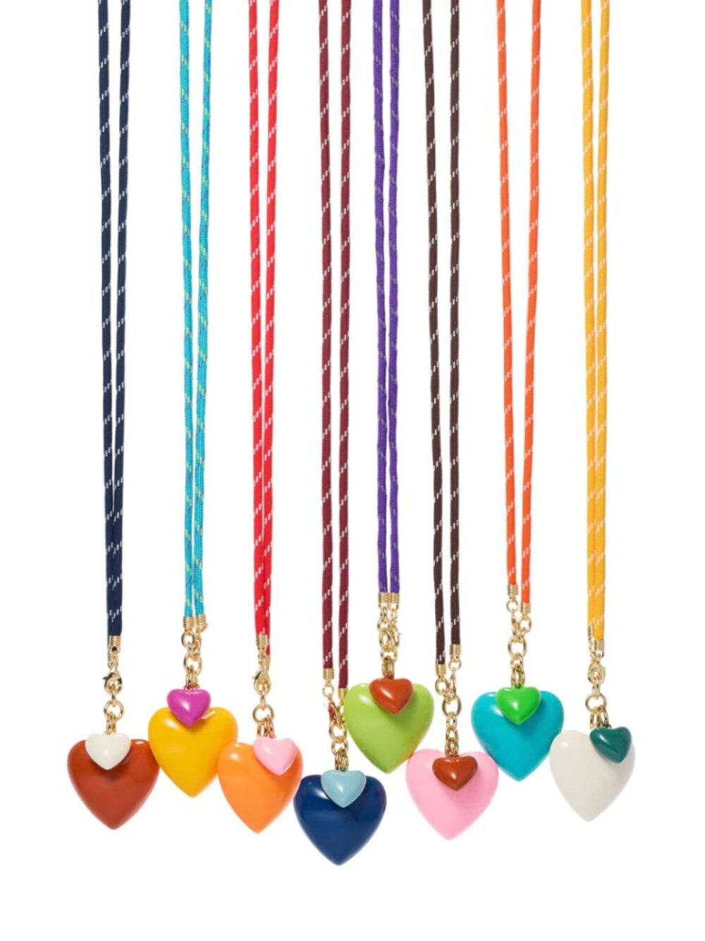 Roxanne Assoulin The Happy Cord Long Big Double Heart Necklace Under the Tuscan - Picture 2 of 4